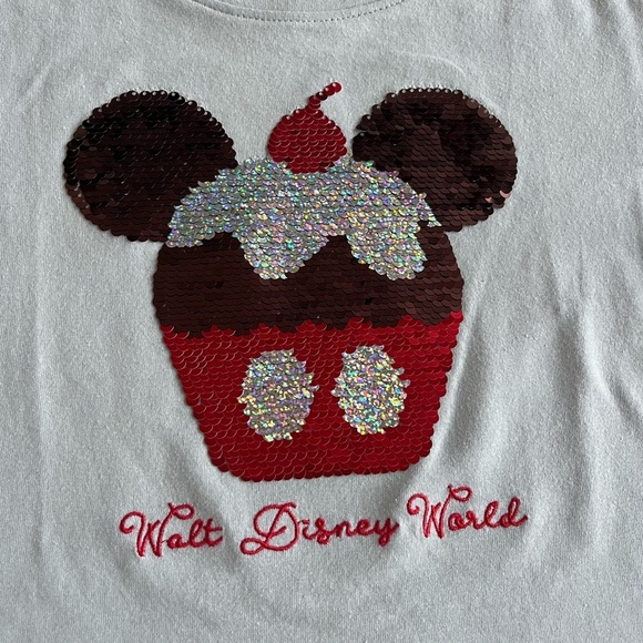 Disney Cupcake Sequin flip long sleeve Shirt SZ XS - Picture 2 of 8